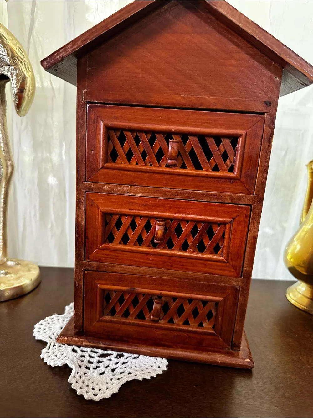 Wooden 3-Drawer Storage Chest - Brown